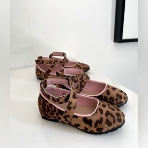 Toddler Girl Flats | Leopard + Pink with Criss Cross Ankle | Size 7